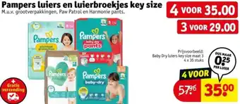 Kruidvat Pampers luiers en luierbroekjes key size aanbieding