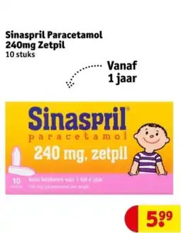 Kruidvat Sinaspril Paracetamol 240mg Zetpil aanbieding