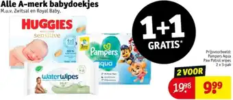 Kruidvat Alle A-merk babydoekjes aanbieding