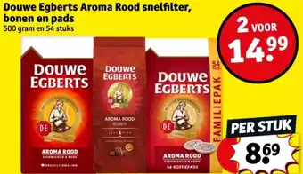 Kruidvat Douwe Egberts Aroma Rood snelfilter, bonen en pads aanbieding