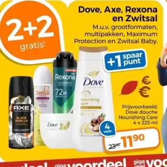 Trekpleister Dove, Axe, Rexona en Zwitsal aanbieding