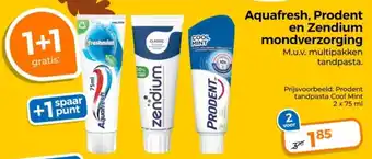 Trekpleister Aquafresh, Prodent en Zendium Mondverzorging aanbieding