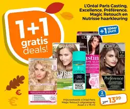 Trekpleister L'Oréal Paris Casting, Excellence, Préférence, Magic Retouch en Nutrisse haarkleuring aanbieding