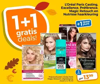 Trekpleister L'Oréal Paris Casting, Excellence, Préférence, Magic Retouch en Nutrisse haarkleuring aanbieding