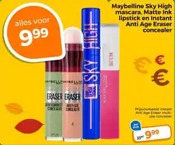 Trekpleister Maybelline Sky High mascara, Matte Ink lipstick en Instant Anti Age Eraser concealer aanbieding