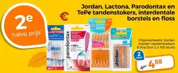 Trekpleister Jordan, Lactona, Parodontax en TePe tandenstokers, interdentale borstels en floss aanbieding