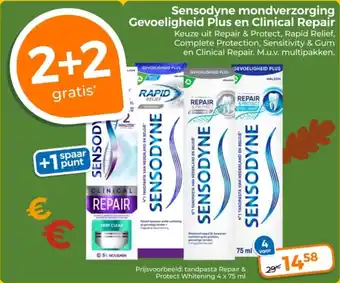 Trekpleister Sensodyne mondverzorging Gevoeligheid Plus en Clinical Repair aanbieding