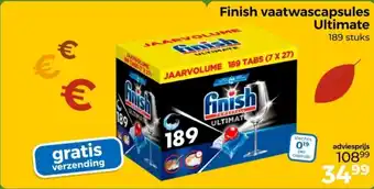 Trekpleister Finish vaatwascapsules Ultimate aanbieding