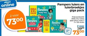 Trekpleister Pampers Luiers en Luierbroekjes Giga Pack aanbieding