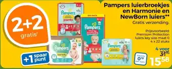 Trekpleister Pampers luierbroekjes en Harmonie en NewBorn luiers aanbieding