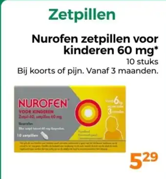 Trekpleister Nurofen zetpillen voor kinderen 60 mg aanbieding