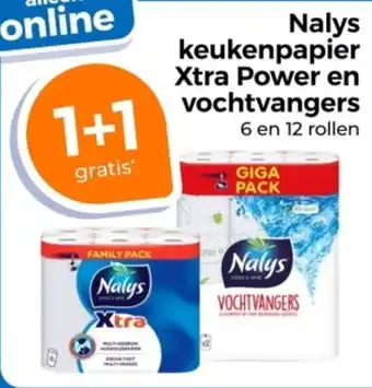 Trekpleister Nalys keukenpapier Xtra Power en vochtvangers aanbieding