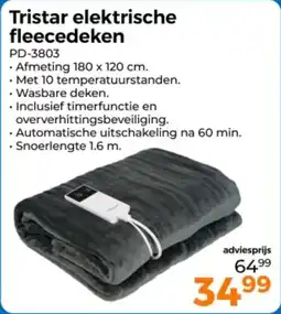 Trekpleister Tristar elektrische fleecedeken PD-3803 aanbieding