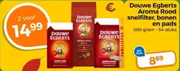 Trekpleister Douwe Egberts Aroma Rood snelfilter, bonen en Pads aanbieding