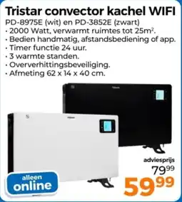 Trekpleister Tristar convector kachel WIFI aanbieding