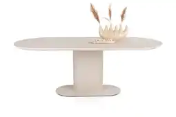 Xooon Brianto, eetkamertafel 210 x 100 cm - keramiek blad Travertin - Creme aanbieding