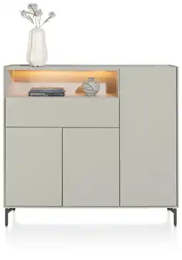 Xooon Noon, dressette 148 cm - 3-deuren + 1-lade + 1-niche (+ LED) - geheel silk grey aanbieding