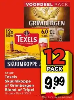 Vomar Voordeelmarkt Texels Skuumkoppe of Grimbergen Blond of Tripel aanbieding