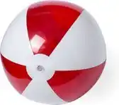 Bol.com Strandbal - 28 cm - Strandspeelgoed - Opblaasbaar - Gestreept - PVC - rood - wit aanbieding