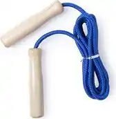 Bol.com Springtouw met houten handvatten - 240 cm - blauw - speelgoed - kinderen/volwassenen aanbieding