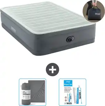 Praxis Intex Luchtbed - Twijfelaar - 137 x 191 x 46 cm - Grijs - Inclusief pomp - Accessoires CB20 aanbieding
