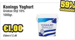 Budget Food Konings Yoghurt Griekse Stijl 10% aanbieding