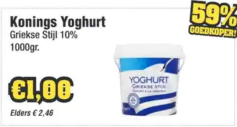 Budget Food Konings Yoghurt Griekse Stijl 10% aanbieding