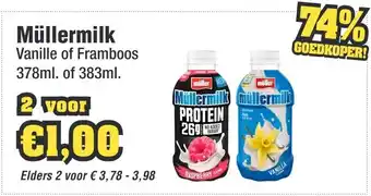 Budget Food Müllermilk Vanille of Framboos aanbieding