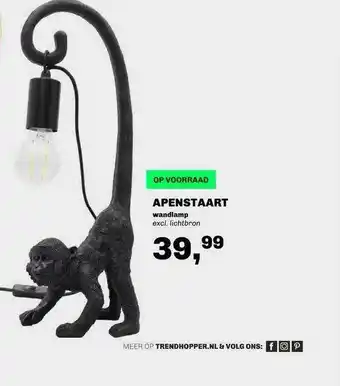 Trendhopper Apenstaart Wandlamp aanbieding