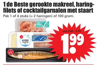 Dirk 1 de Beste gerookte makreel, haringfilets of cocktailgarnalen met staart aanbieding