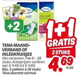 Dekamarkt Tena maand- verband of inlegkruisjes aanbieding