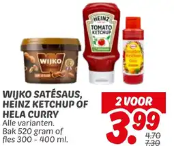 Dekamarkt Wijko satésaus, heinz ketchup of hela curry aanbieding
