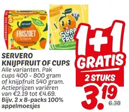 Dekamarkt Servero knijpfruit of cups gratis aanbieding