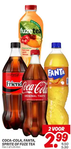 Dekamarkt Coca-cola, fanta, sprite of fuze tea aanbieding