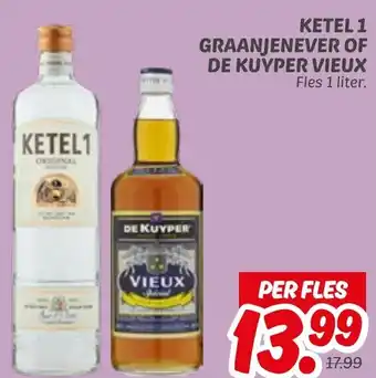 Dekamarkt Ketel 1 graanjenever of de kuyper vieux aanbieding