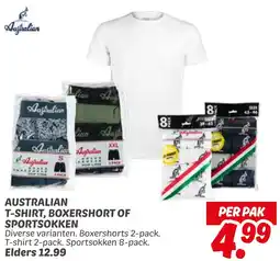 Dekamarkt Australian T-shirt, boxershort of sportsokken aanbieding