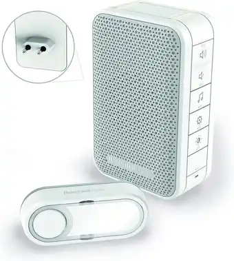 Amazon Honeywell Home DC313SP2 Serie 3 Plug-In LED Deurbel met Drukknop (wit) en LED licht aanbieding