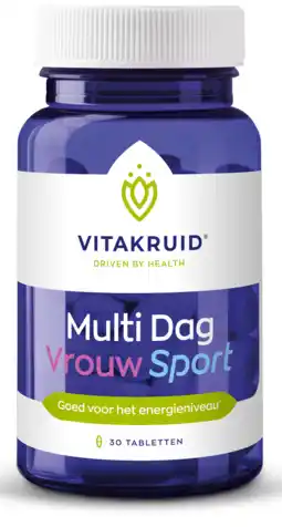 De Online Drogist Vitakruid Multi Dag Vrouw Sport 100% Vegan 30 aanbieding