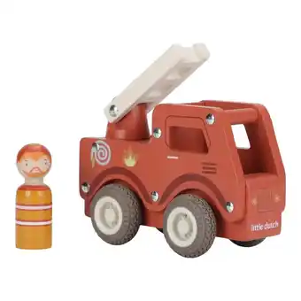 Intertoys Little Dutch houten brandweerwagen met pop aanbieding