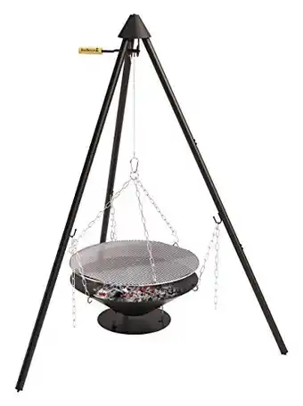 Amazon Barbecook driepoot hout BBQ Junko draagbare barbecue met draagtas inbegrepen, 60x60x166cm aanbieding