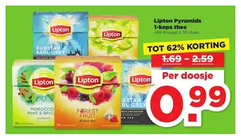 PLUS Lipton pyramids 1-kops thee aanbieding