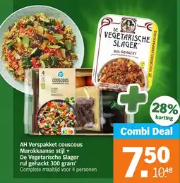 Albert Heijn AH verspakket couscous marokkaanse stijl + de vegetarische slager rul gehackt aanbieding