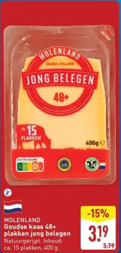 ALDI Molenland Goudse kaas 48+ Plakken Jong Belegen aanbieding