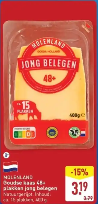 ALDI Molenland Goudse kaas 48+ Plakken Jong Belegen aanbieding