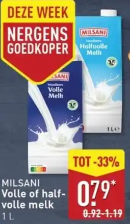 ALDI Milsani Volle of halfvolle melk aanbieding