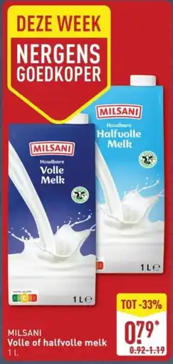 ALDI Milsani Houdbare Melk aanbieding