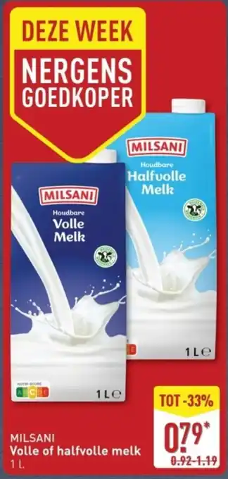 ALDI Milsani Houdbare Melk aanbieding