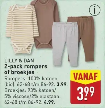 ALDI LILLY & DAN 2-pack rompers of broekjes aanbieding