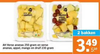 Albert Heijn AH Verse ananas en verse ananas, appel, mango en druif aanbieding