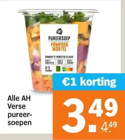Albert Heijn Alle AH Verse pureer soepen aanbieding